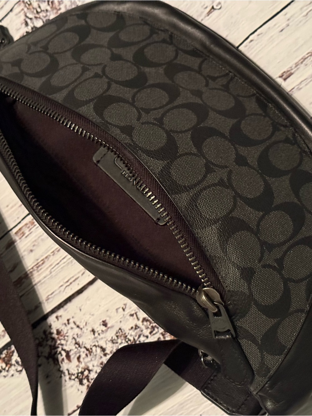 Pre-loved | Coach Black Signature Canvas Belt Bag with Leather Trim - Picture 3 of 5